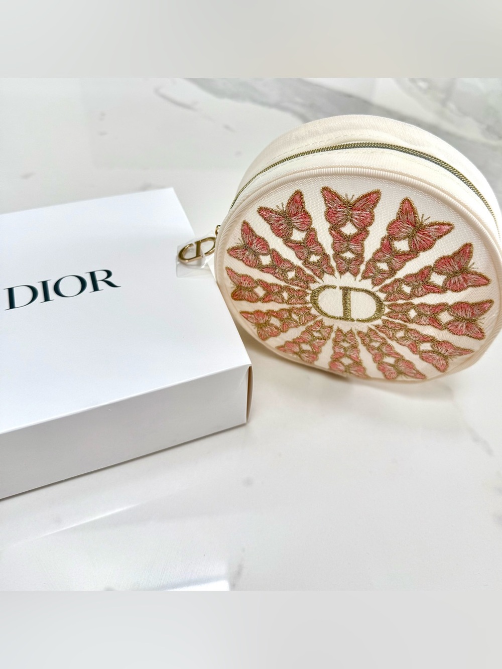 NWT - Dior Round Pouch - Elegant Butterfly Design! - Picture 3 of 6